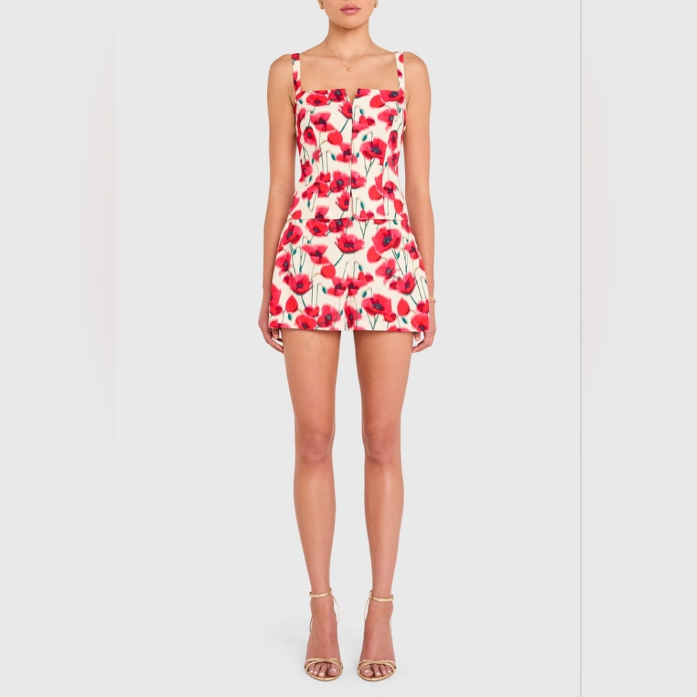 New! Amanda Uprichard X Revolve Poppyfield Tisha Summer Romper - Size Large - Picture 6 of 17